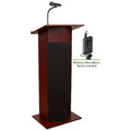 Power Plus Lectern with Wireless Tie Clip Mic, Mahogany