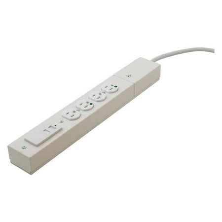 Power Strip, Surge, Hospital Grade, USB, 6 ft., White