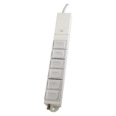 Power Strip, Surge, Hospital Grade, 6 ft., White