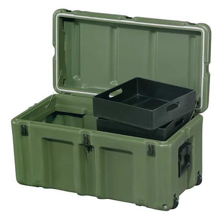 Stackable Storage Trunk W/ Lid, 26.2 gal, 17 in L x 33 in W x 17 in H, Green, Polyethylene