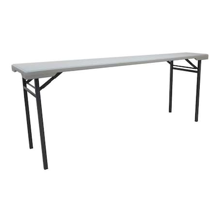 Rectangle Folding Table, 20 in W, 71 in L, 29 in H, Blow Molded Polyethylene Top, White