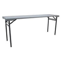 Rectangle Folding Table, 20 in W, 71 in L, 29 in H, Blow Molded Polyethylene Top, Gray