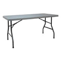 Rectangle Folding Table, 30" W, 60" L, 29" H, Blow Molded Polyethylene Top, Gray