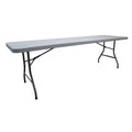 Rectangle Folding Table, 30" W, 96" L, 29" H, Blow Molded Polyethylene Top, Gray
