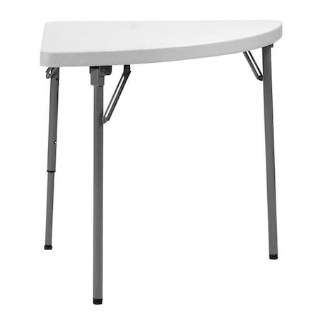 Quarter Round Folding Table, 30" W, 30" L, 29" H, Blow Molded Polyethylene Top, White