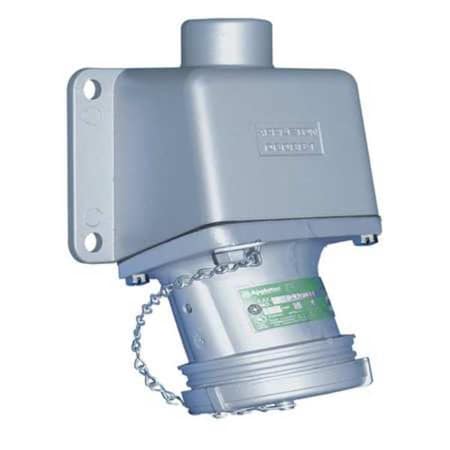 Pin & Sleeve Receptacle, 30 A, 600V AC, Single Phase, 4 Pole, Style 1 Grounding, Gray
