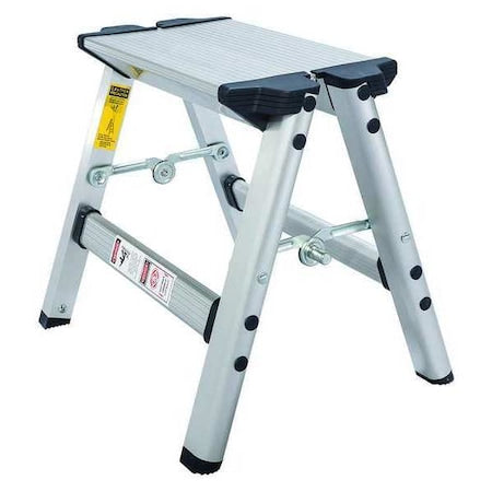 Step Stand, 1 Steps, 225 lb Load Capacity, 11 1/2 in Overall Height, Aluminum, Silver
