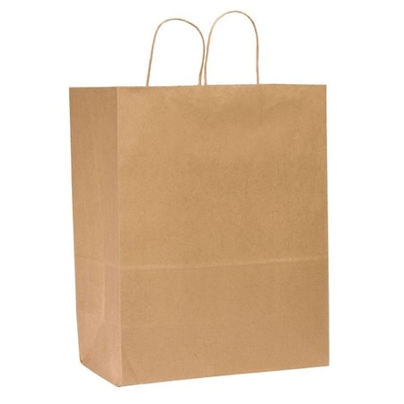 Traveler Brown Shopping Bag Flat Bottom, Twist Handles, Pk250