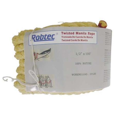 Rope, Manila, Twisted, 3/8 In. dia., 600ft L