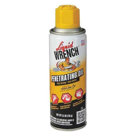 Penetrating Lubricant, 10.96 oz, Aerosol Spray Can, Petroleum Distillates Base, 150 Degrees F Max Op Temp, Not Rated, Yellow