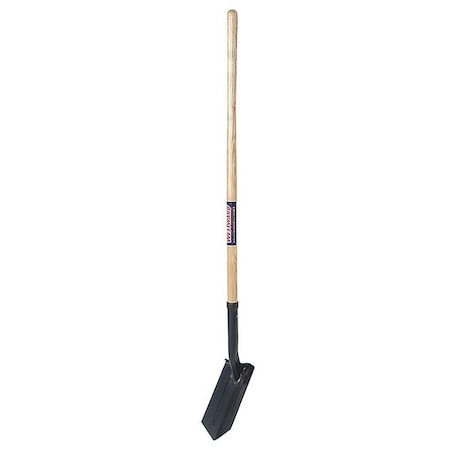 Trenching Shovel, 14 ga Steel Blade, Standard Step, 48 in L Natural Wood Handle