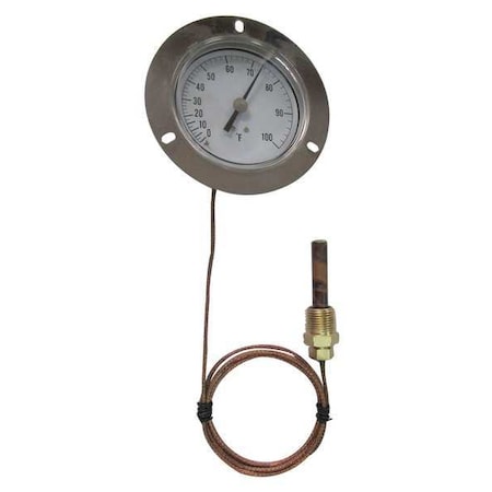 Analog Panel Mt Thermometer, 0 to 160F