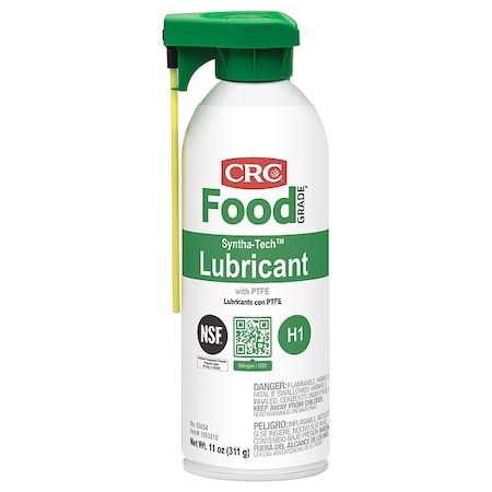 Syntha-Tech Multipurpose Lubricant, H1 Food Grade, PTFE, 11 oz, Aerosol Can, White