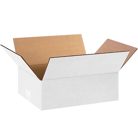 12 in x 9 in x 4 in Shipping Box, White, Corrugate, Single Wall, 32 ECT
