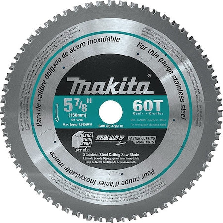5-7/8" 60T Carbide-Tipped Saw Blade, Stainless