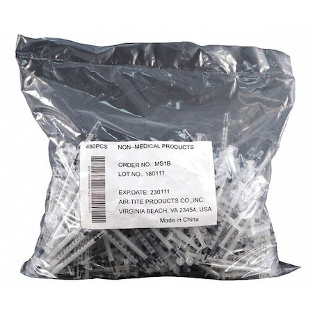 Syringe, Bulk, 1mL Luer Slip, PK450