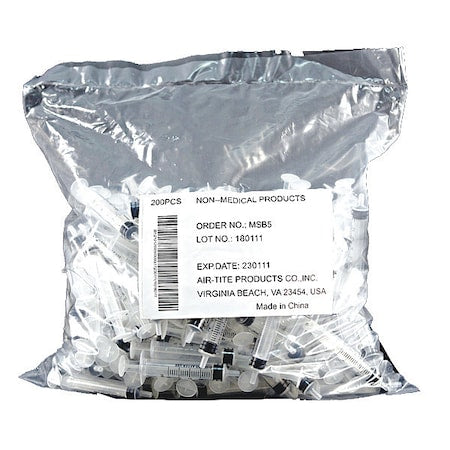 Syringe, Bulk, 5mL Luer Slip, PK200