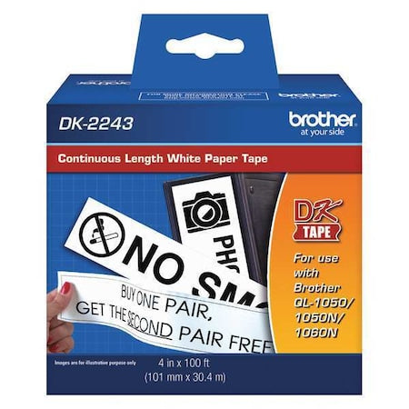 Continuous Label Stock, White, Matte, 4 in W