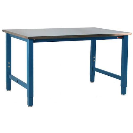 Bolted Workbenches, Stainless Steel, 96"" W, 30"" to 36"" Height, 6600 lb., Straight