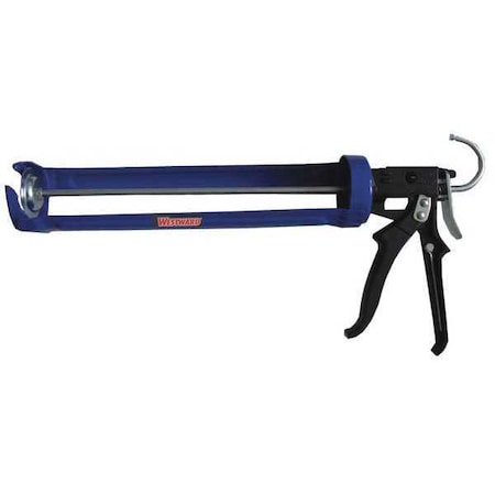 Caulk Gun, 20 oz Container Size, Steel, 12:01, Revolving Half Barrel Frame, Black/Blue