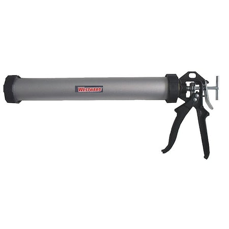 Caulk Gun, 24 oz Container Size, Aluminum, 12:01, Full Barrel Frame, Black/Silver
