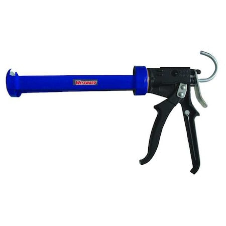 Caulk Gun, 10 oz Container Size, Steel, 12:01, Revolving Half Barrel Frame, Black/Blue