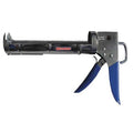 Caulk Gun, 10 oz Container Size, Steel, 7:01, Half Barrel Frame, Black/Silver