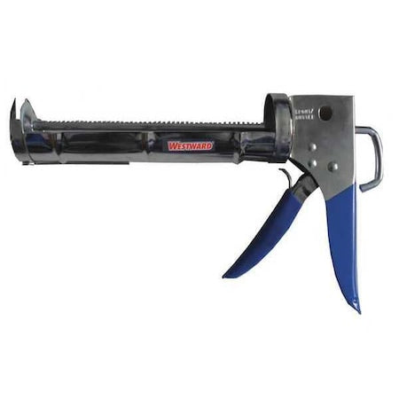 Caulk Gun, 10 oz Container Size, Steel, 7:01, Half Barrel Frame, Black/Silver