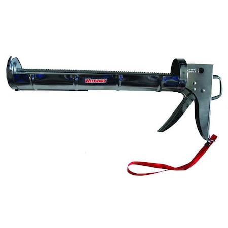 Caulk Gun, 10 oz Container Size, Steel, 12:01, Half Barrel Frame, Silver