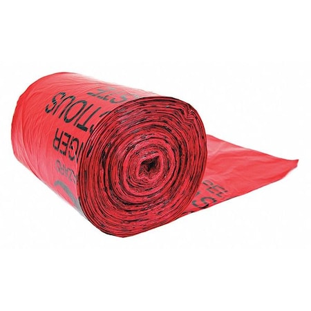 6 gal - 10 gal Trash Bags, 33 in x 24 in, Light-Duty, 11 micron, Red