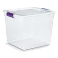 Stackable Storage Tote W/ Lid, 7.7 gal, 16-1/4 in L x 13 in W x 12-1/8 in H, Clear, Polypropylene