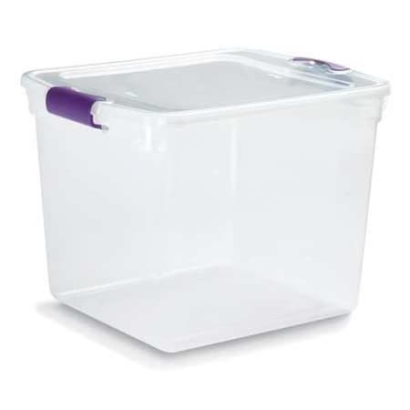 Stackable Storage Tote W/ Lid, 7.7 gal, 16-1/4 in L x 13 in W x 12-1/8 in H, Clear, Polypropylene