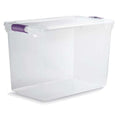 Stackable Storage Tote W/ Lid, 28 gal, 28-3/4 in L x 16 in W x 18-1/4 in H, Clear, Polypropylene