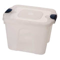 Stackable Storage Tote W/ Lid, 10 gal, 19 in L x 15-3/4 in W x 13-1/2 in H, Clear, Navy