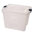Stackable Storage Tote W/ Lid, 22 gal, 23-3/4 in L x 18 in W x 17-1/4 in H, Clear, Navy