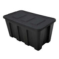 Stackable Storage Tote W/ Lid, 34 gal, 32-1/2 in L x 16-3/4 in W x 18-1/2 in H, Black