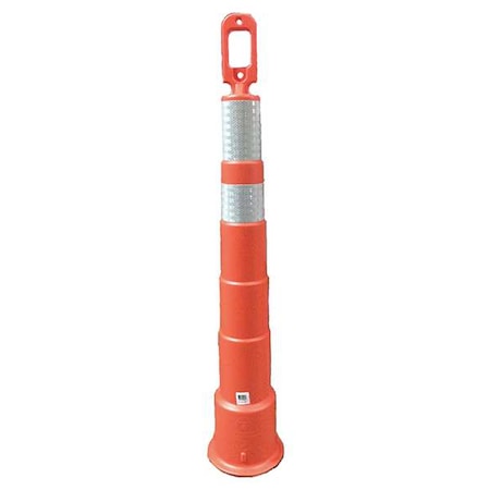 Trim Line Channelizer, HDPE, High-Intensity Prismatic, 49 in Height, 8" Length, 4 lb, Orange