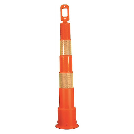 Trim Line Channelizer, HDPE, High-Intensity Prismatic, 49 in Height, 8" Length, 4 lb, Orange