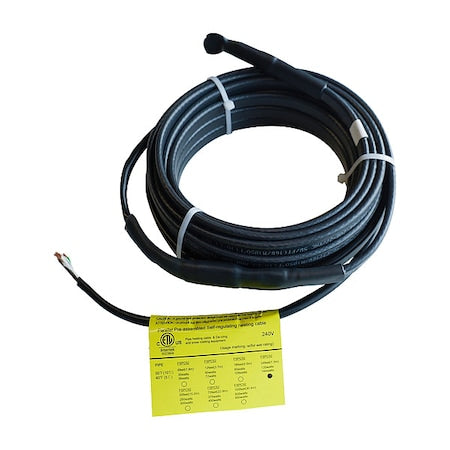 Electric Heating Cable, 240VAC, 24 ft Length, Waterproof, SJTW