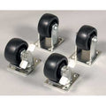 Caster Set, 2 in. W, Steel/Rubber, Black
