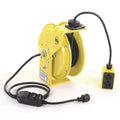Cord Reel With Hand Lamp, Spring Retracted, NEMA 5-20R, 12 AWG, Yellow Reel Color, 25 ft Length
