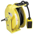 Cord Reel With Hand Lamp, Spring Retracted, NEMA 5-20R, 12 AWG, Yellow Reel Color, 25 ft Length
