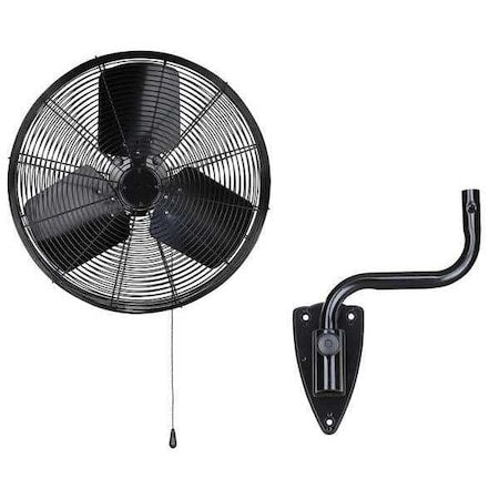 Light Duty Industrial Fan, Wall Mount, 20 in Blade Dia, 120V, 5,100/6,200 cfm, Oscillating