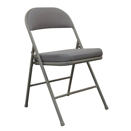 Padded Folding Chair, Gray/Beige, 300 lb.