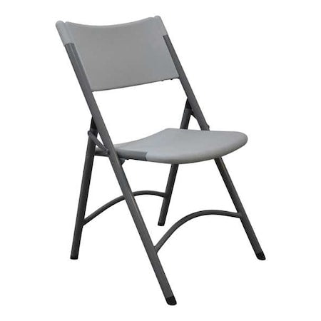 Folding Chair, Blow Molded, Gray, 300 lb.