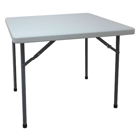 Square Folding Table, 36" W, 36" L, 29" H, Blow Molded Polyethylene Top, White