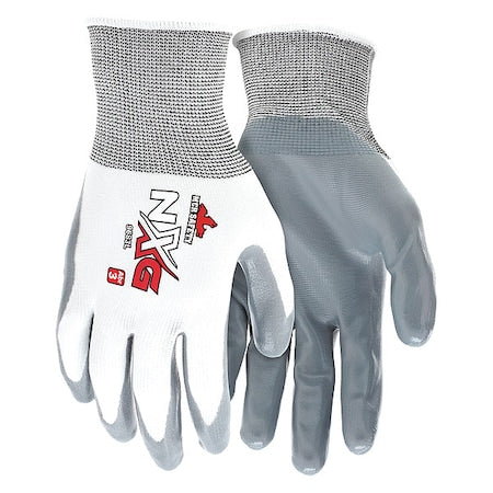 Coated Gloves, Nitrile, Smooth, Palm, 3 Abrasion Level, White, XL (10) 1 PR