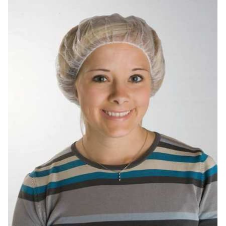 Bouffant Cap, Polypropylene, 21 in Dia., White, M, 1000 PK