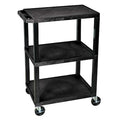 Utility Cart with Lipped Plastic Shelves, Thermoplastic Resin, 300 lb Load Capacity, 3 Shelves