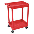 Utility Cart with Deep Lipped Plastic Shelves, 300 lb Load Capacity, 2 Shelves, 24 in L, 18 in W